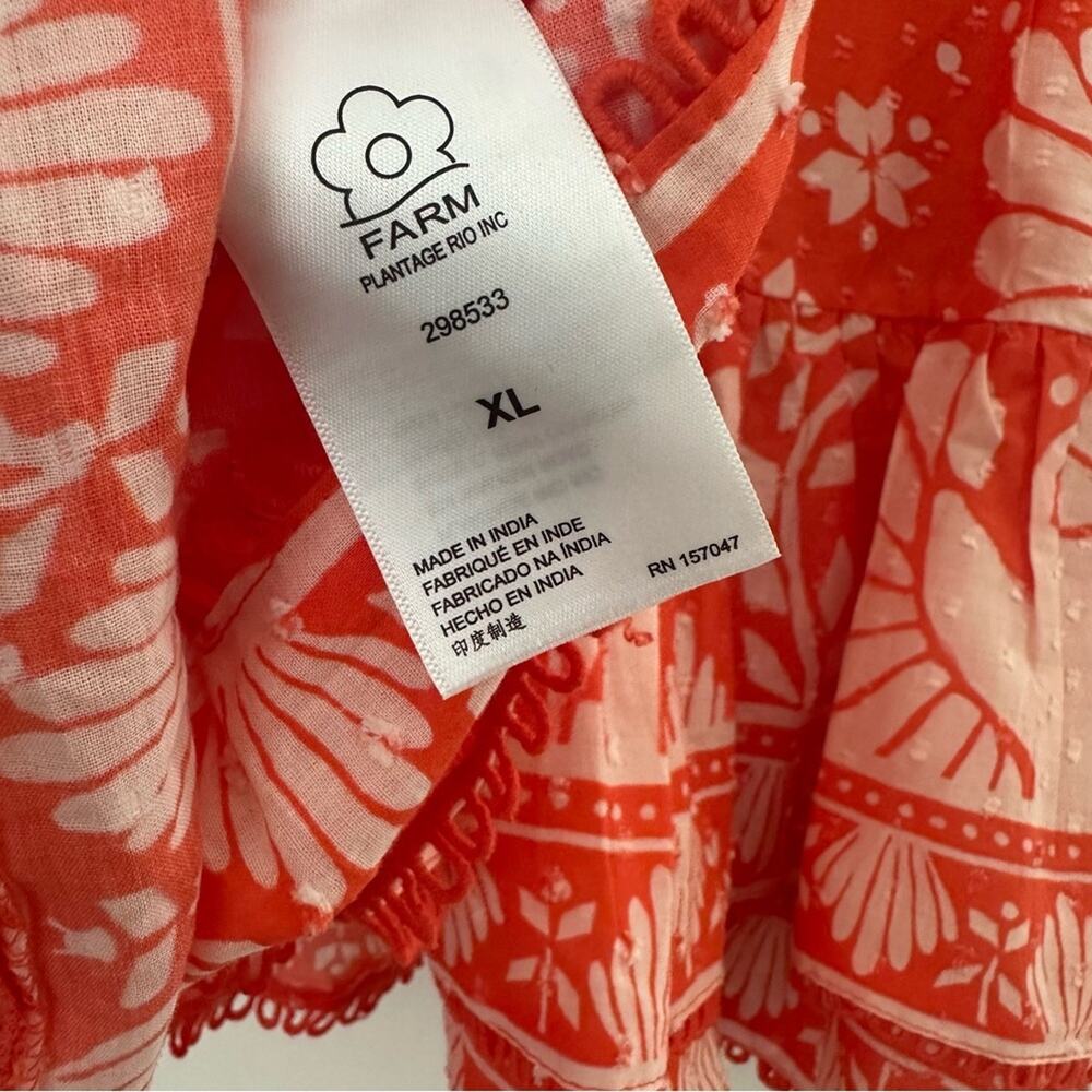 FARM Rio Orange Neon Jungle Mini Skirt Women's XL NWT Ruffle Lace Trim - Picture 4 of 8